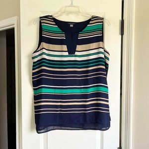 Tommy Hilfiger Blue and Green Women's Sleeveless Shirt - Large